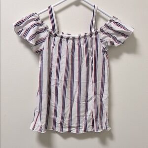 Lily Bleu Striped Off-Shoulder Top - White, Red, Blue